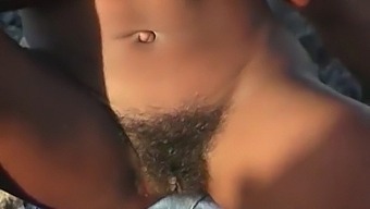 African-American Woman Has Fun Outdoors In Public